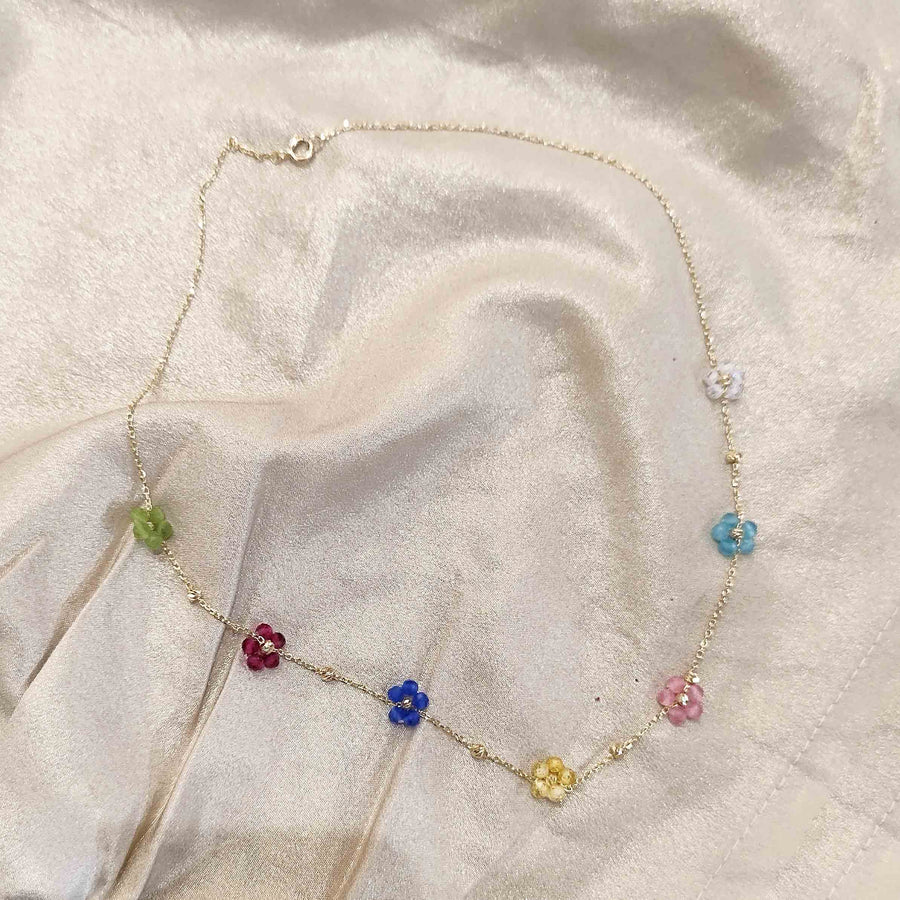 real gold necklace with flower charms