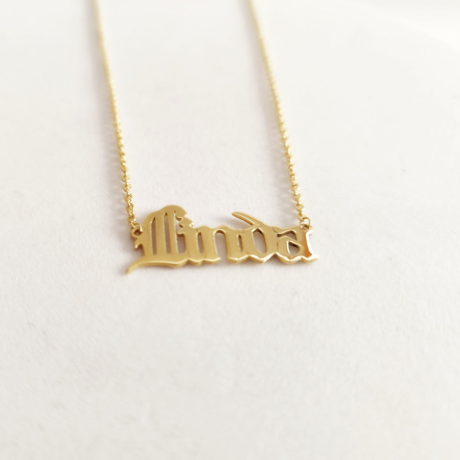 Gothic name necklace for men