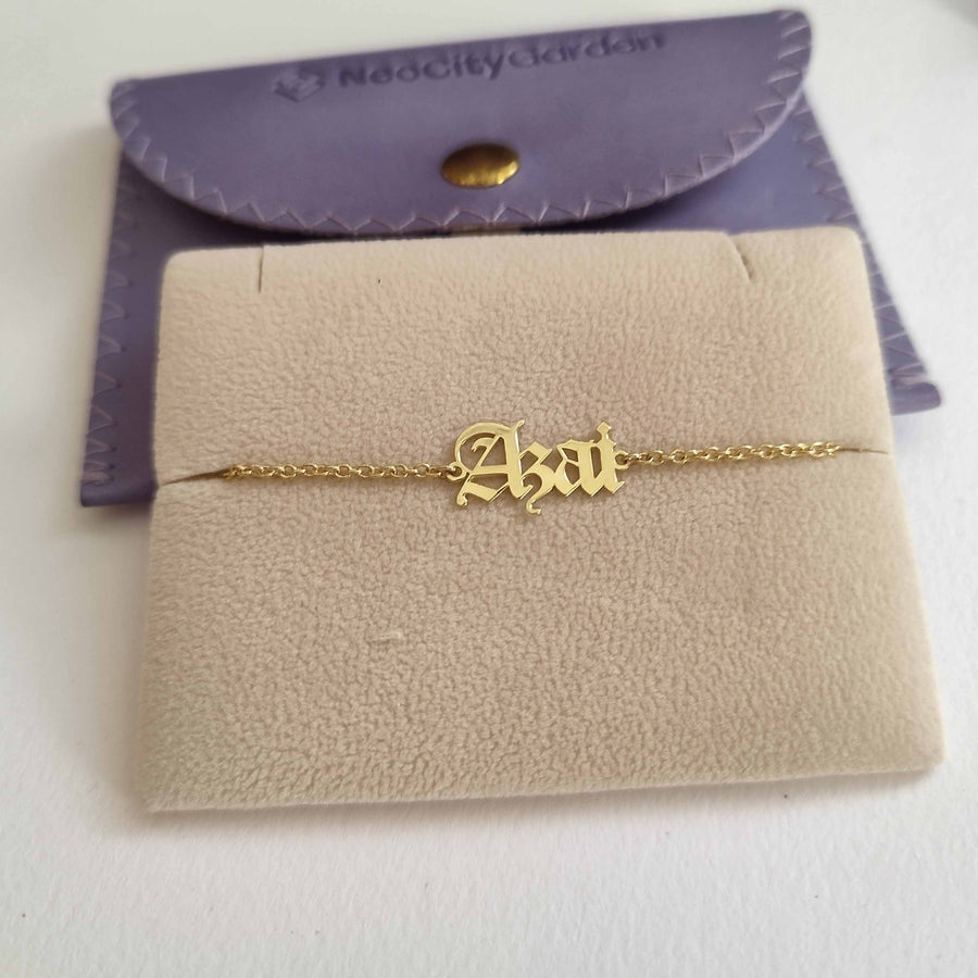 Personalized Name Bracelet for kids in solid gold