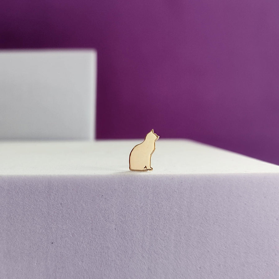 Cat Stud Earring 18K Gold