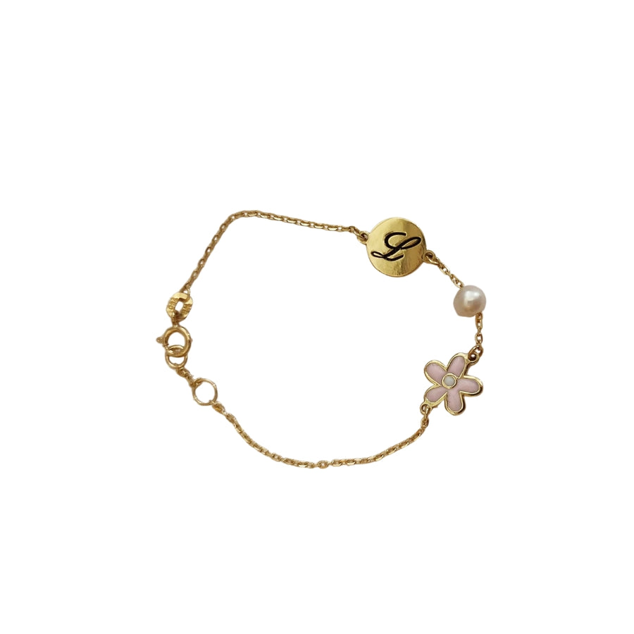 Initial Bracelet for a Newborn Girl - 18K Gold