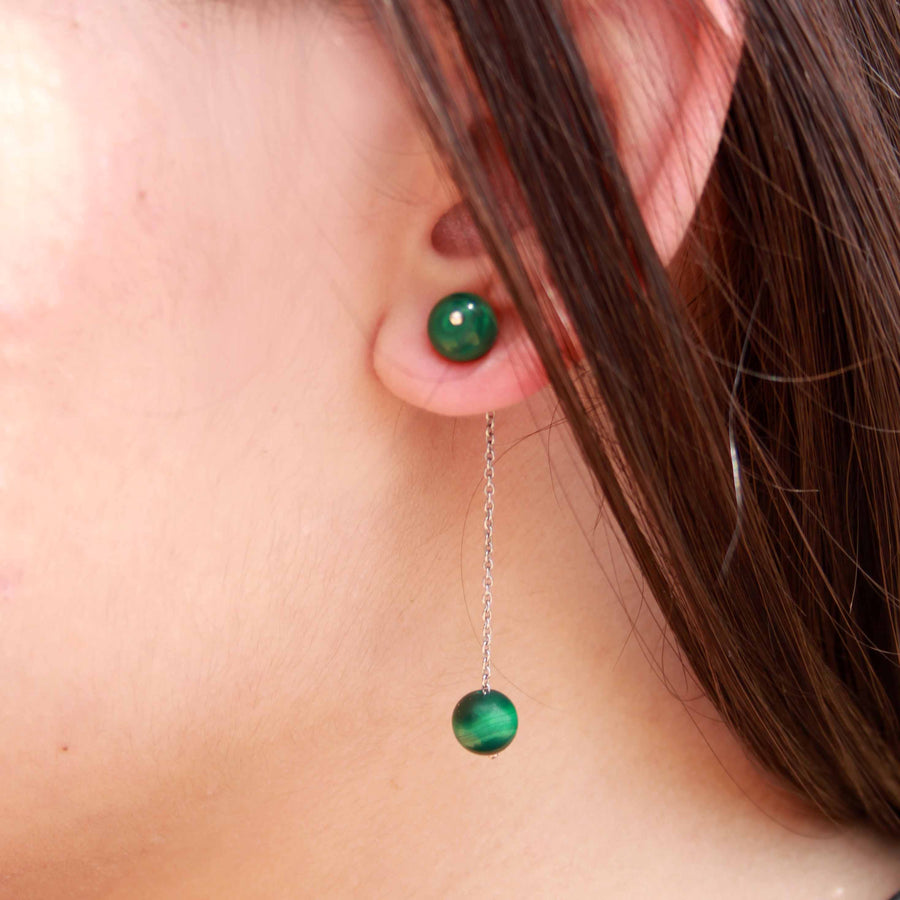 green earring | silver statement earring