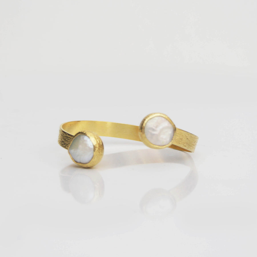 Pearl Ends Bangle - Two Pearls