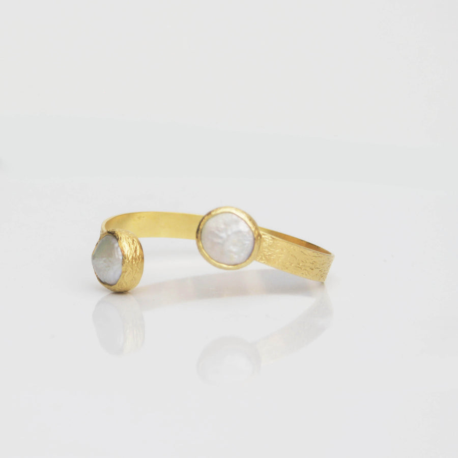 Pearl Ends Bangle - Two Pearls