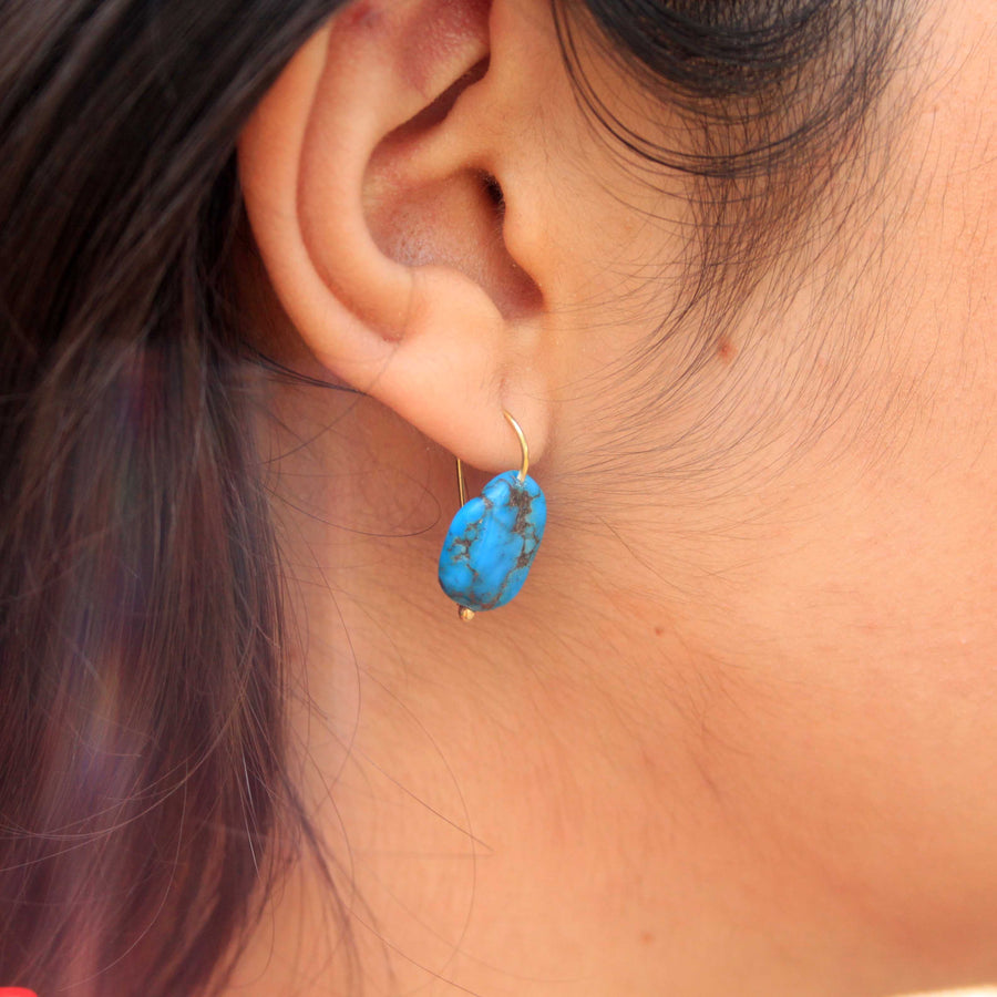 Turquoise Hook Earring 18K Gold