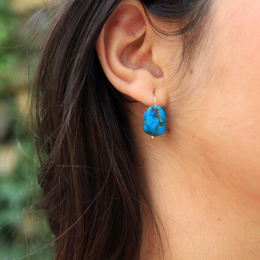 Turquoise Hook Earring 18K Gold