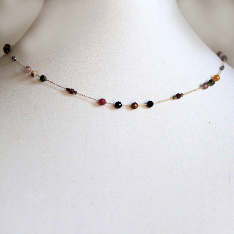 Tourmaline Multicolor Beads Necklace - 18K Gold