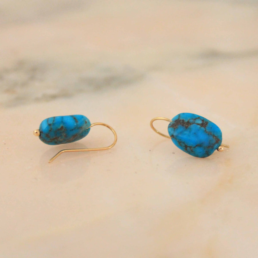 Turquoise Hook Earring 18K Gold