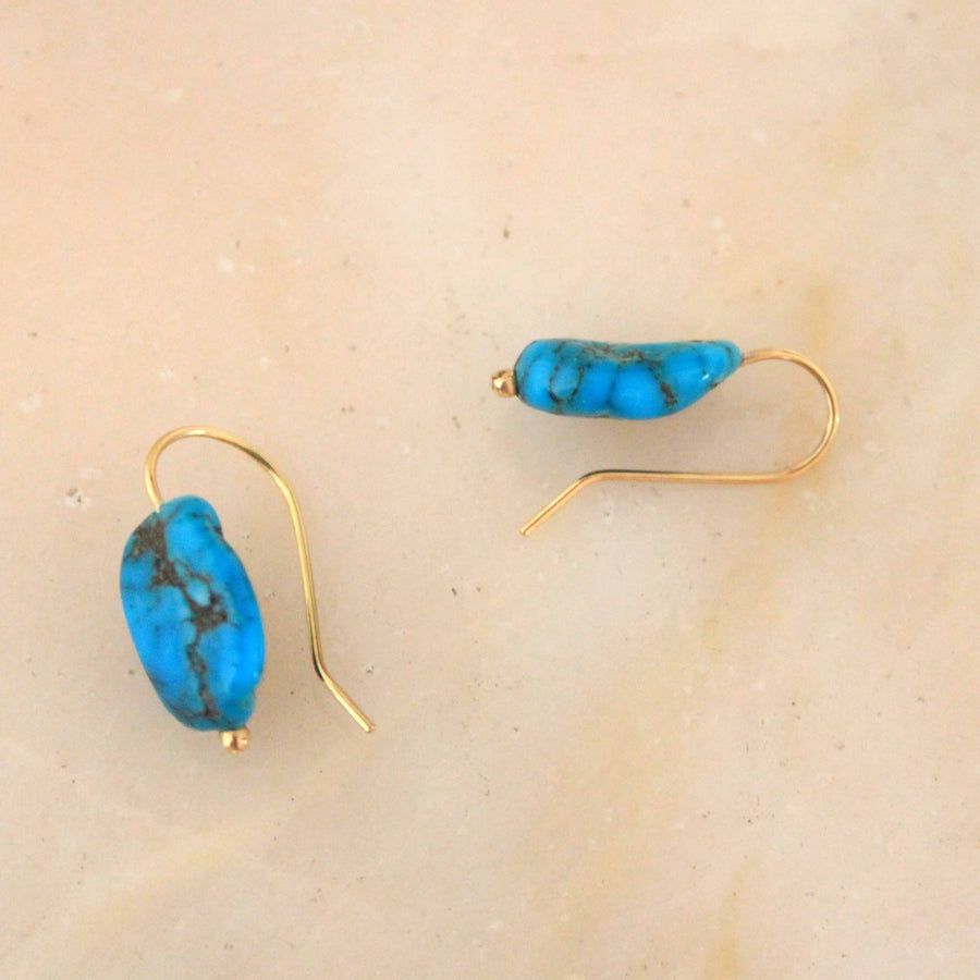 Turquoise Hook Earring 18K Gold