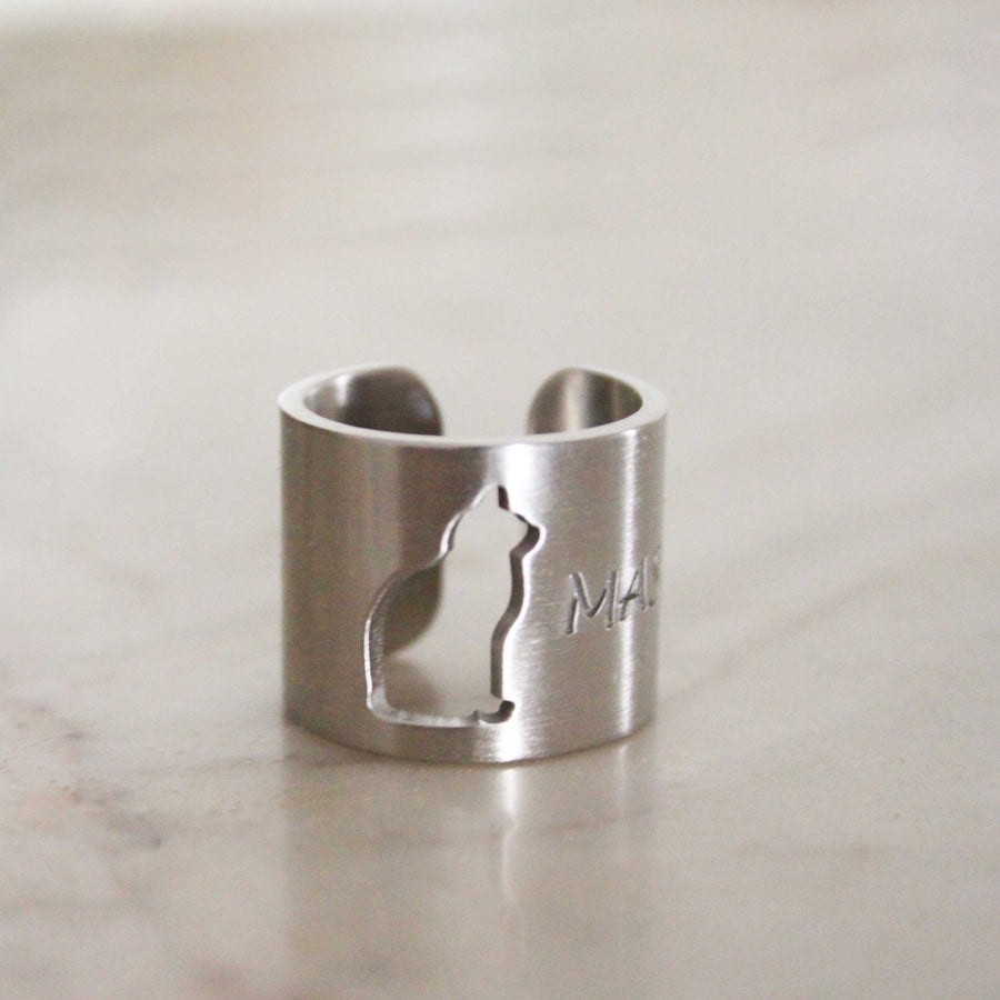 Customized Cat Ring with Cat Names - Silver