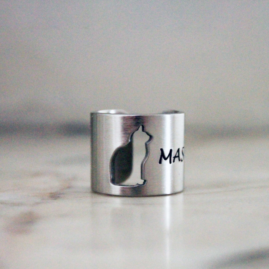Customized Cat Ring with Cat Names - Silver