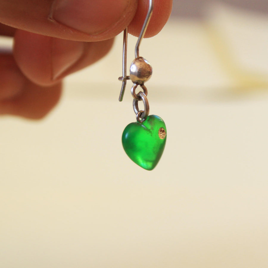 Green Agate Heart Earring