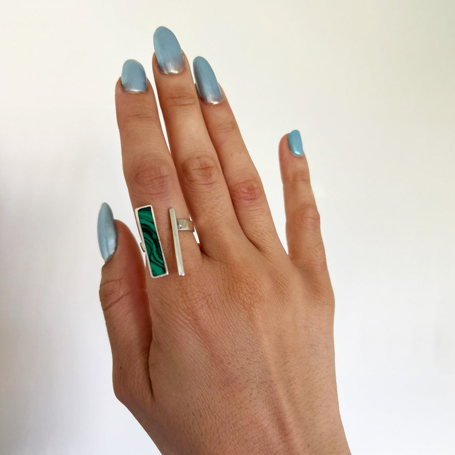 Malachite Silver Ring for women