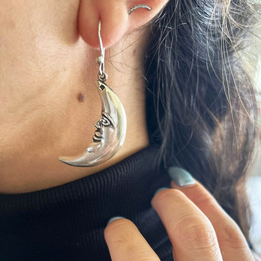 Silver Crescent Earring