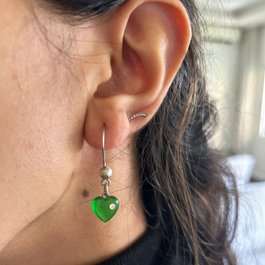 Green Agate Heart Shaped Earring 