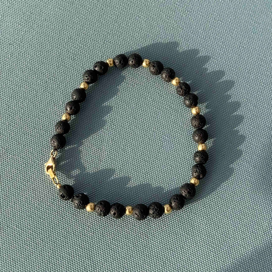 lava rocks bracelet for men 18k gold

