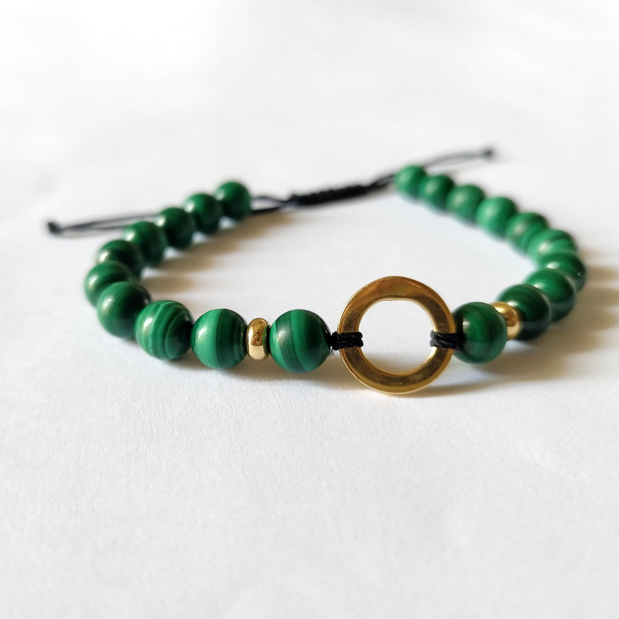 Malachite Shamballa Bracelet for men -18K Gold