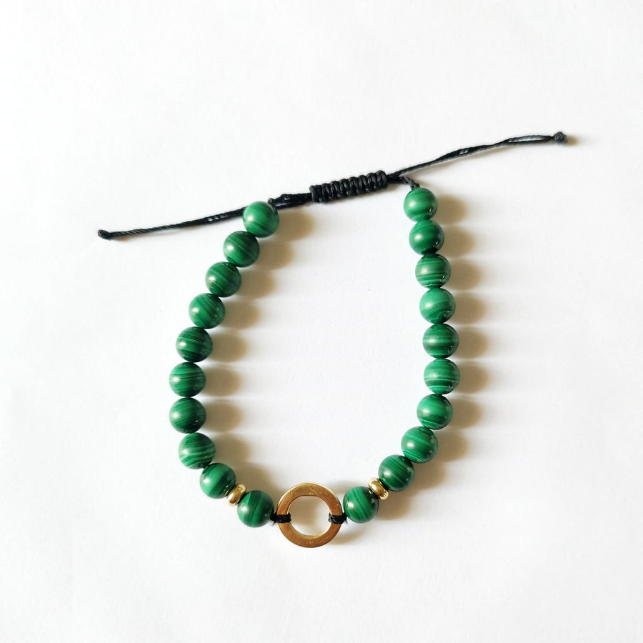 Malachite Shamballa Bracelet for men -18K Gold