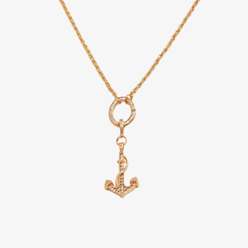 Anchor Pendant Necklace - ROPE CHAIN WITH AN ANCHOR PENDANT