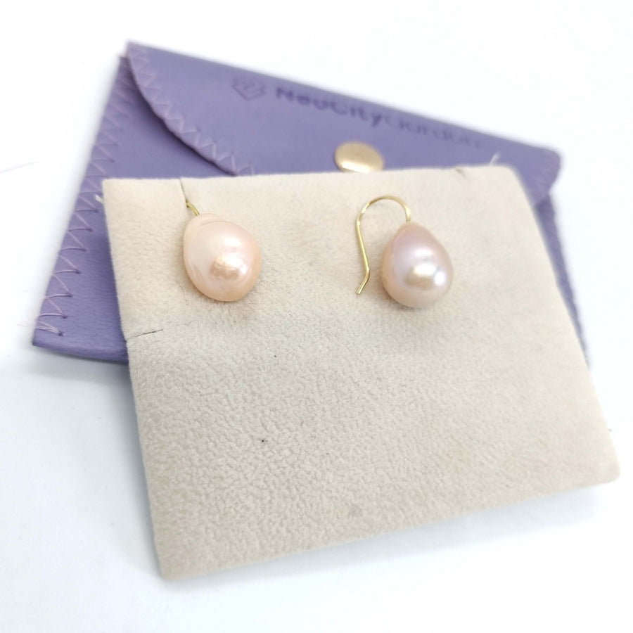 Pink Pearl Earrings 18K Gold