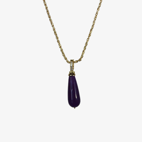 Purple teardrop pendant necklace