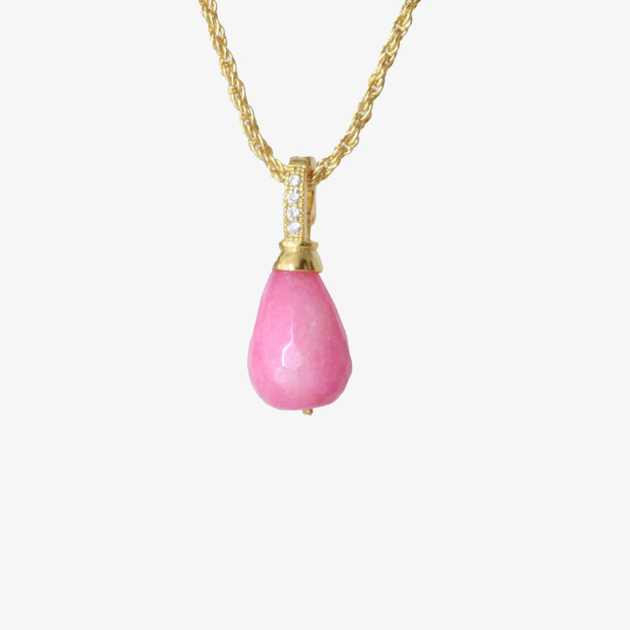 Pink Agate Stone Teardrop Pendant | Pink charms & amulets