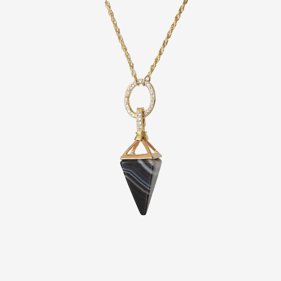 Black onyx pendant necklace | Geometric Pendant 