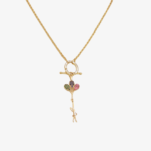 Flying Girl with Balloons Necklace - ROPE CHAIN WITH TOGGLE CLASP PENDANT