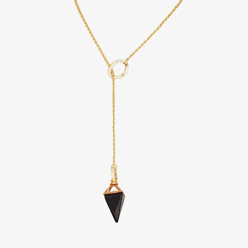 geometric pendant lariat necklace | Black lapis lazuli