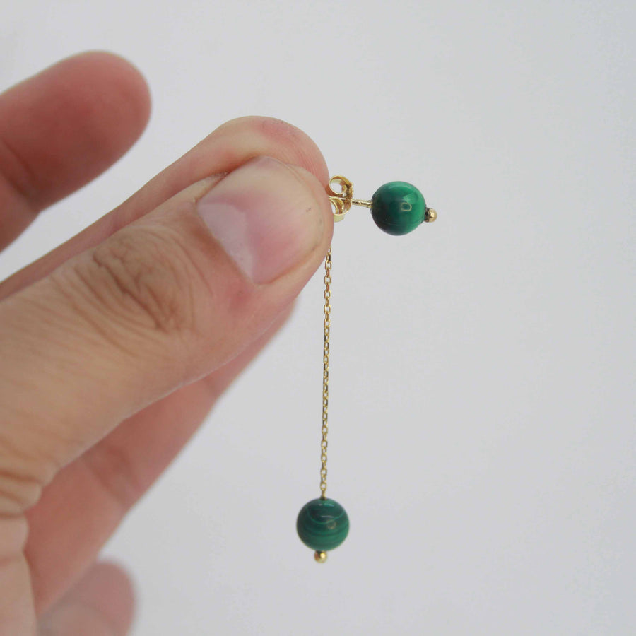 malachite gold earring