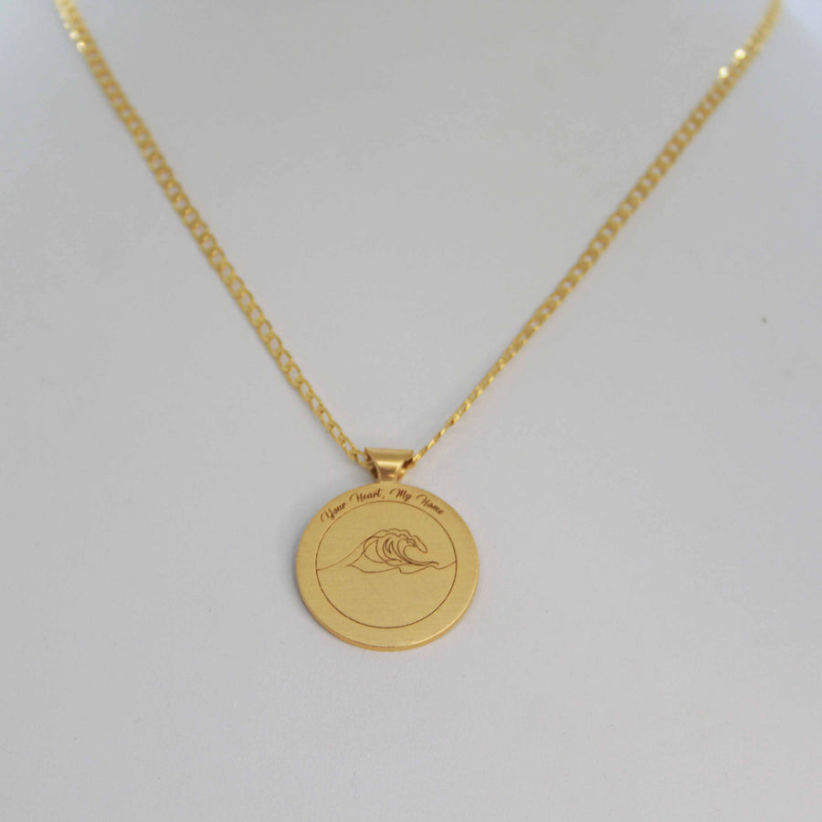 Long Chain Pendant Necklace - Wave Necklace