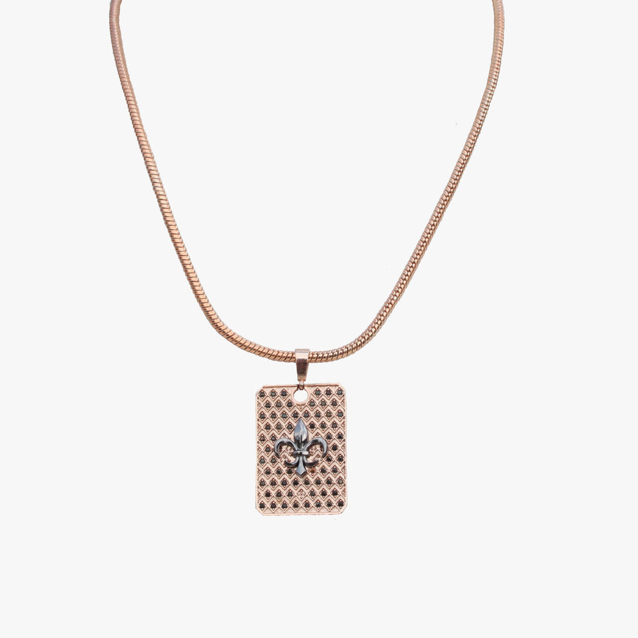 Rose Gold Snake Chain | Fleur-de-Lis Pendant Necklace | French Royalty Pendant | NeoCityGarden
