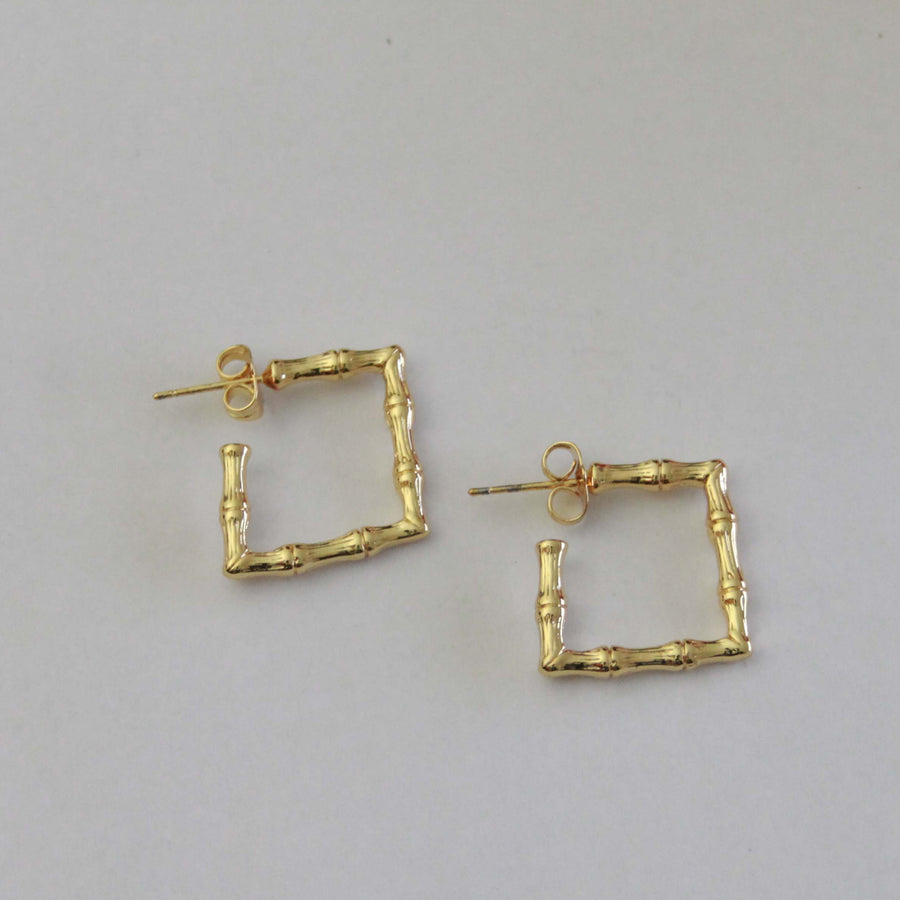 bamboo hoop earrings | square hoop earrings