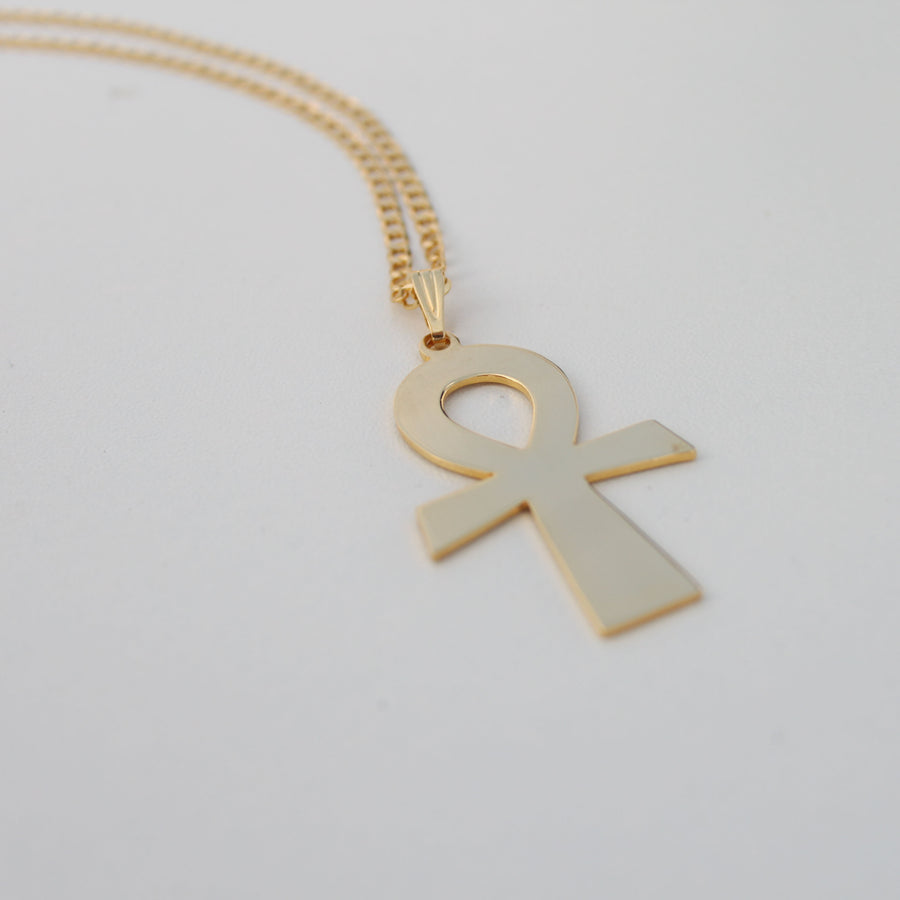 Ankh Cross Pendant | Gold Ankh Pendant Necklace | 24K Egyptian Ankh Cross Charm Pendant | NeoCityGarden