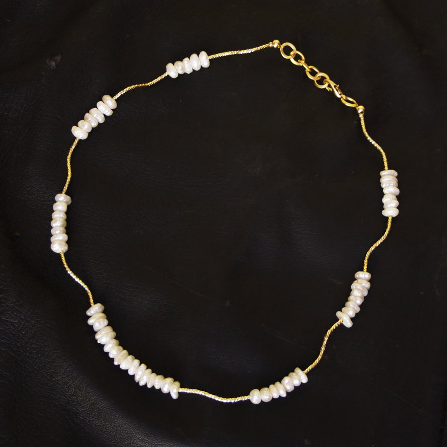 White odd raw pearls with gold cable chain choker necklace perfect for layering. worldwide shipping. best buy as a gift for wife girlfriend mother and  MIL. sales and promotions are always running