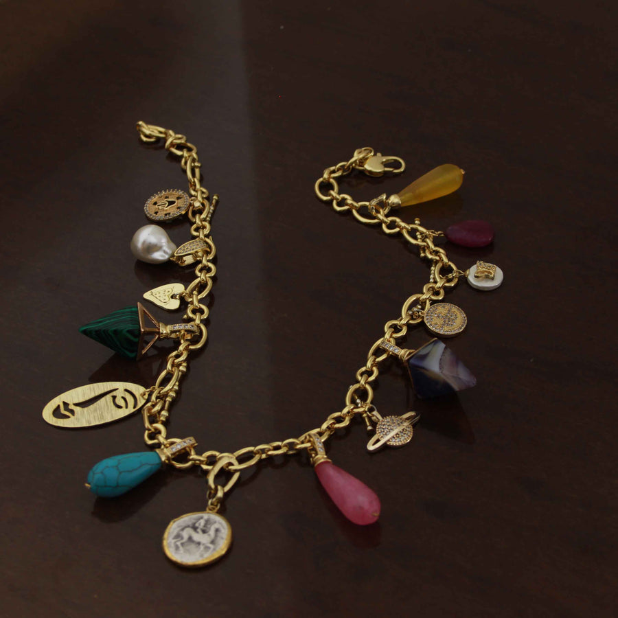 multi-gemstone charms necklace | Chunky charms necklace
