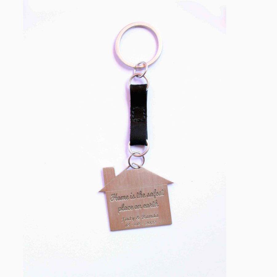 New Home Keychain | new home gift ideas | Silver matte keyring
