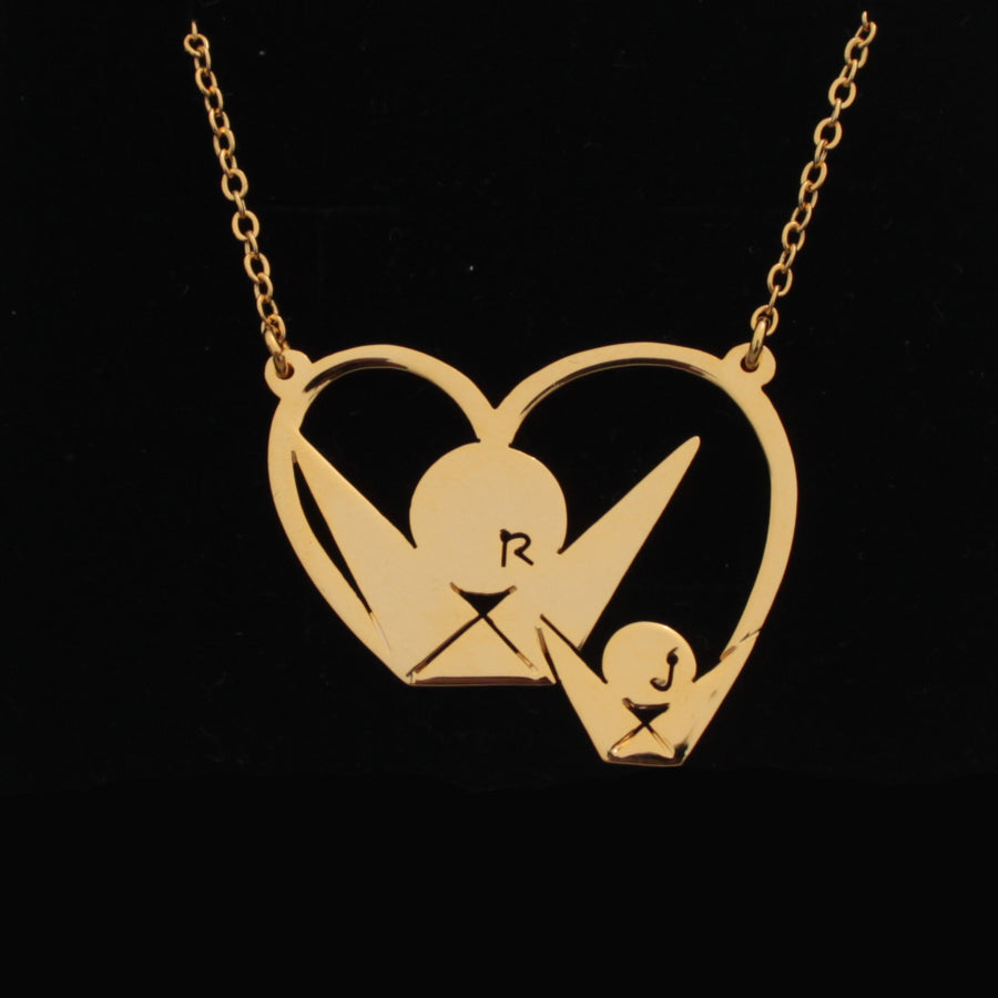Mother Children Necklace Gold | Mother Heart Necklace | Custom Name Pendant | 24K Gold Jewelry | 24K Gold Pendant | 24K Gold necklace | 18K Gold Jewelry | 18K Gold pendant | 18K Gold necklace | NeoCityGarden