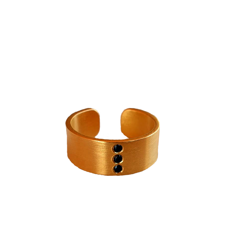 Black Stones Ring - 8 mm Gold Matte Ring – NeoCityGarden