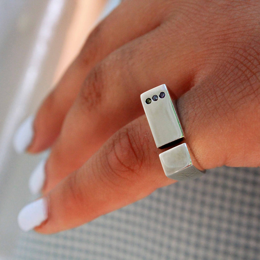 Square Silver Ring - A 925 Sterling Silver Geometric Ring